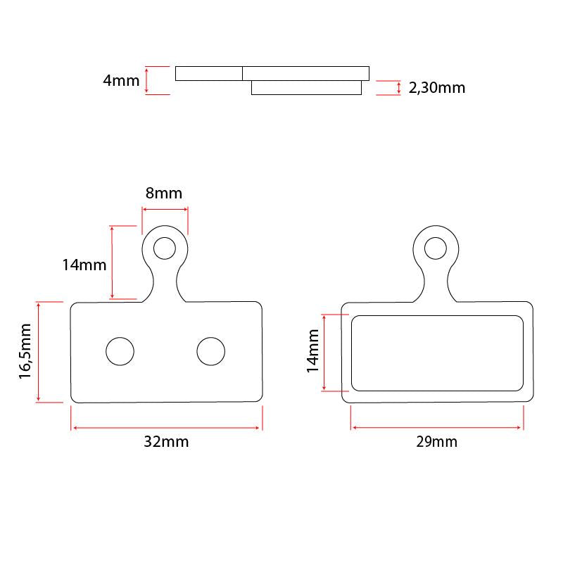 Plaquettes de frein rectangulaires sintérisées avec embout [Ewheel] - 2