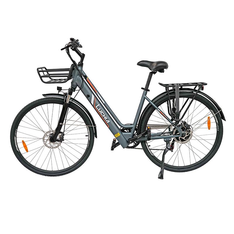 Vélo électrique urbain Antares gris 700C avec cadre en aluminium et freins à disque