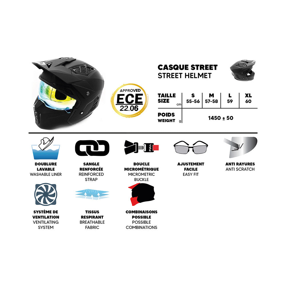 Casque Street  Panther (taille S à XL) - noir (XL)