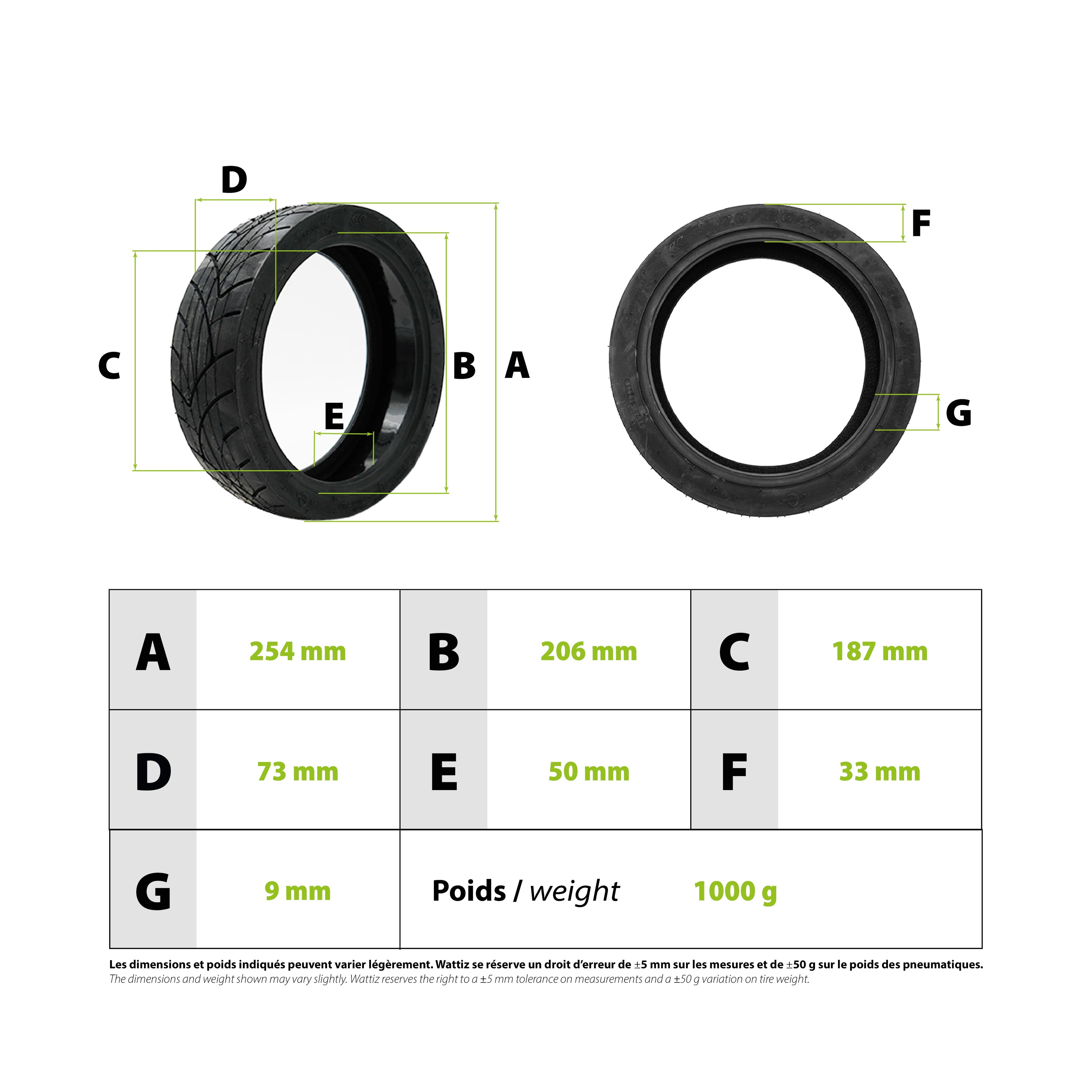 Pneu 70/60-7.5 Ninebot G3 avec gel anti crevaison