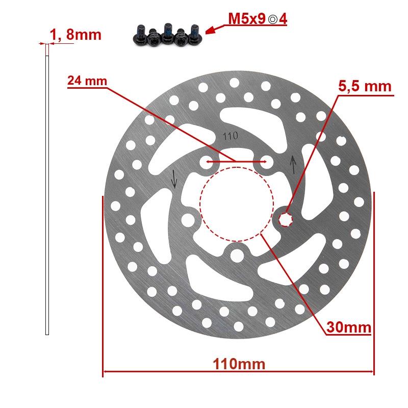 Disque de frein DV5-2 110mm 5H argent pour Xiaomi Essential et 1S nouveau modèle