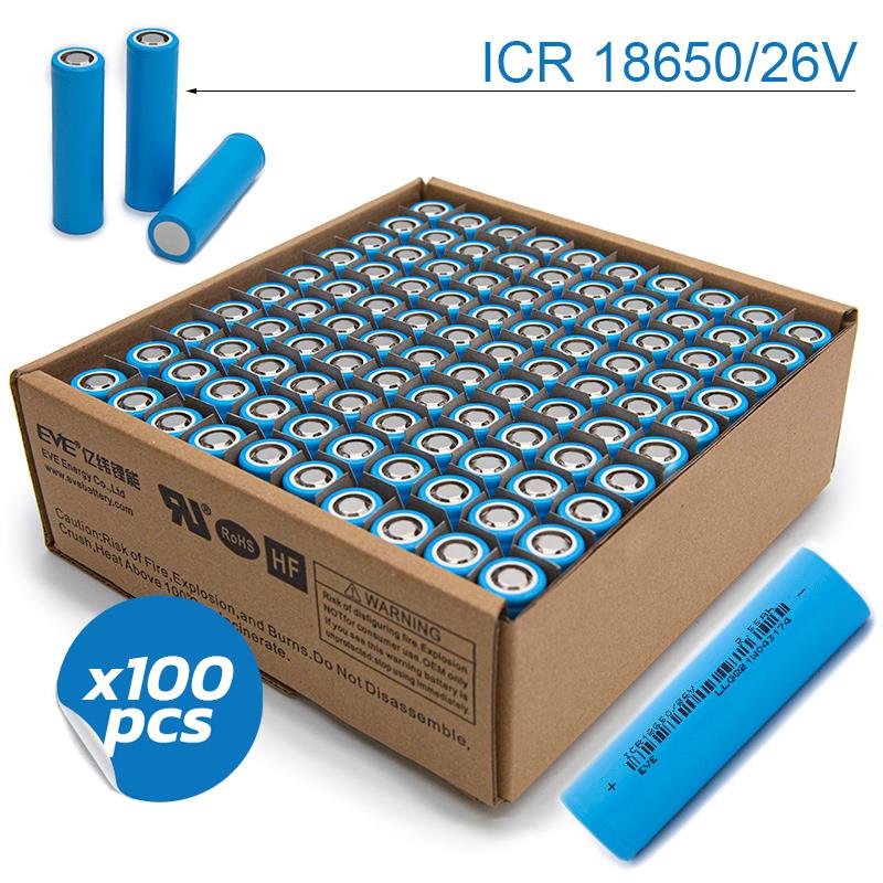 Cellule 18650 2,55A/h 3C [EVE] - 100 unités