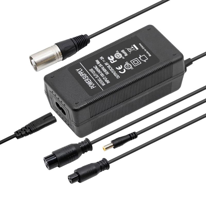 Chargeur 52V (sortie 58,8v) 2A avec DC et connecteurs GX