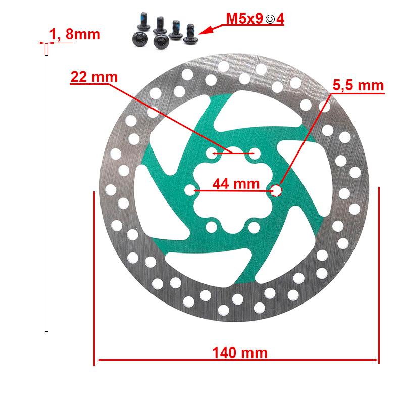 Disque de frein 140mm 6H vert
