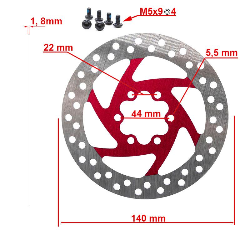 Disque de frein 140mm 6H rouge
