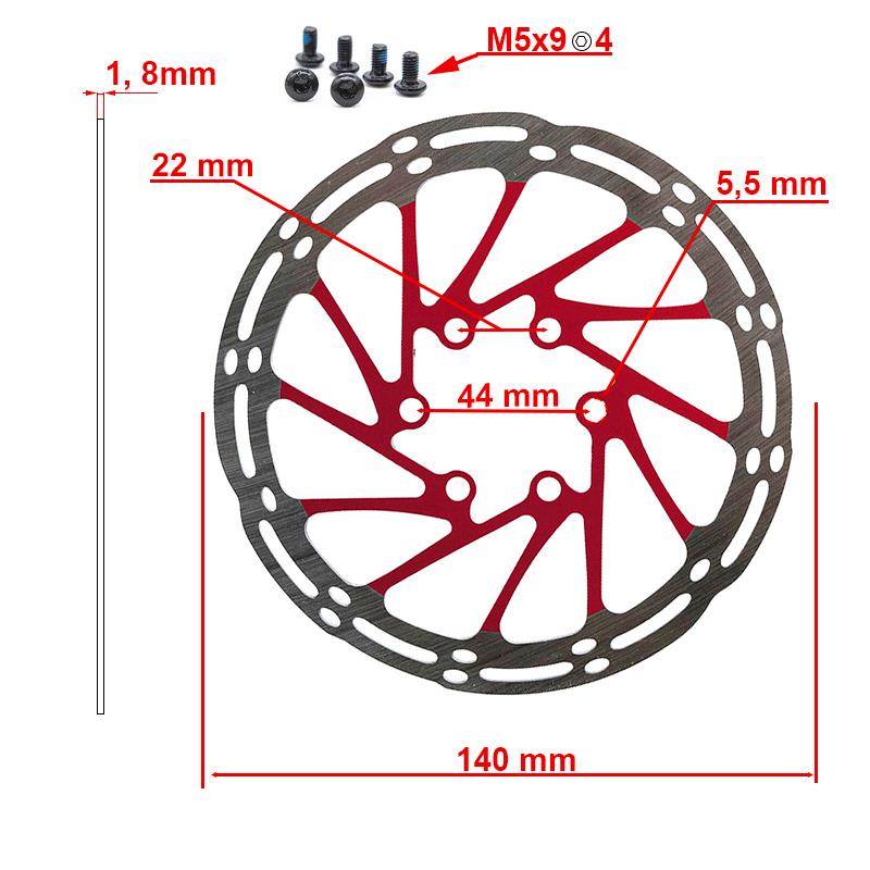 Disque de frein EWD002 140mm 6H rouge