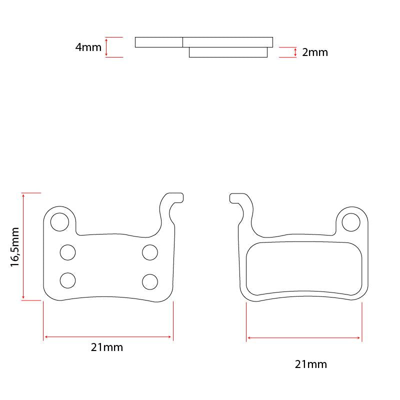 Plaquette de frein RS001-R en résine rectangulaire pour étrier de frein xtech - 20pcs