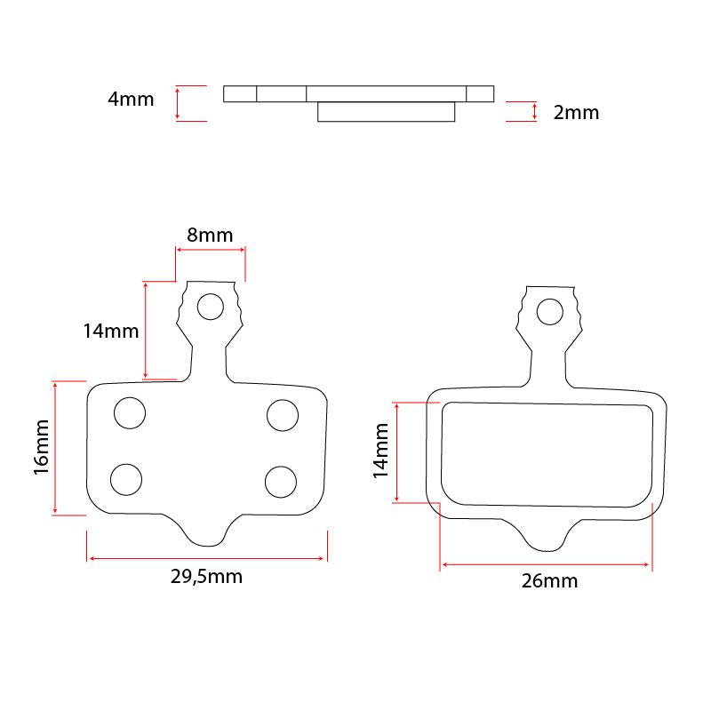 Plaquette de frein RT002-R en résine rectangulaire - 20pcs