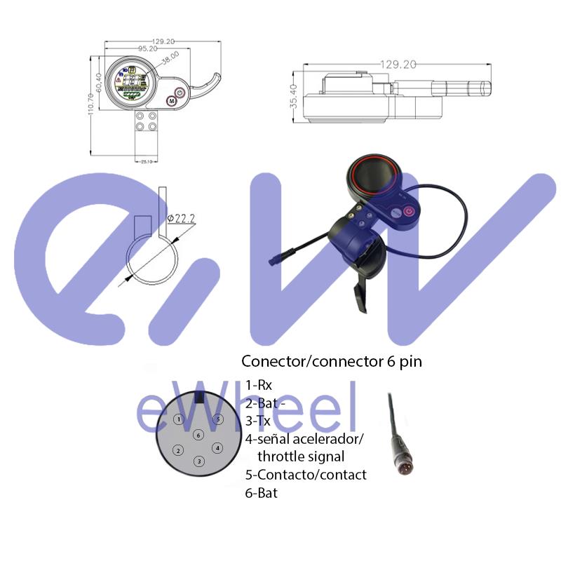 Display QS-S4 6 broches avec accélérateur au pouce
