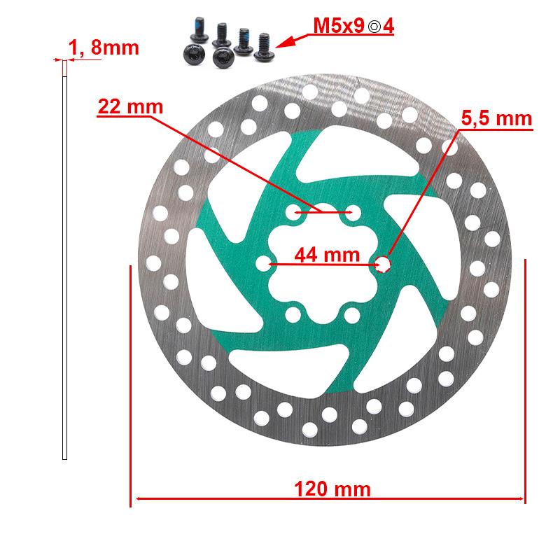 Disque de frein 120mm 6H vert