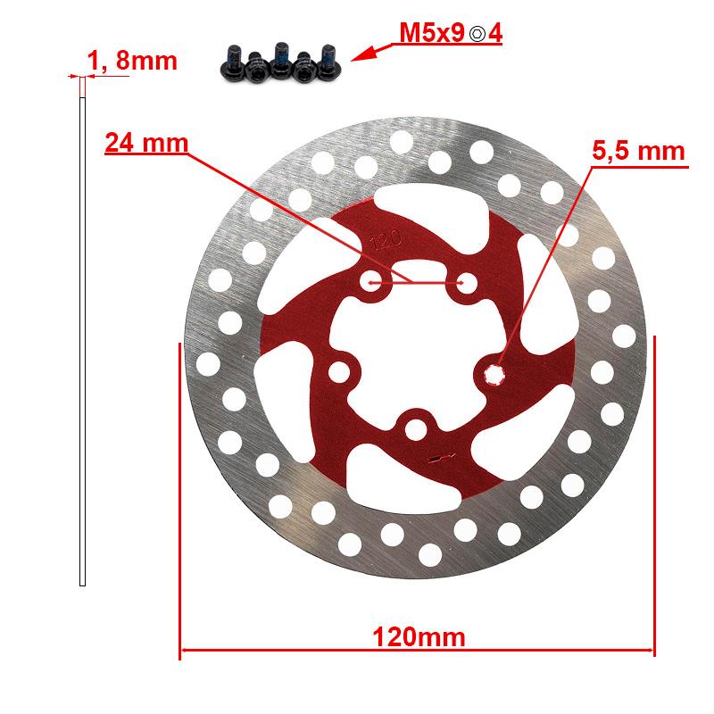 Disque de frein 120mm 5H rouge