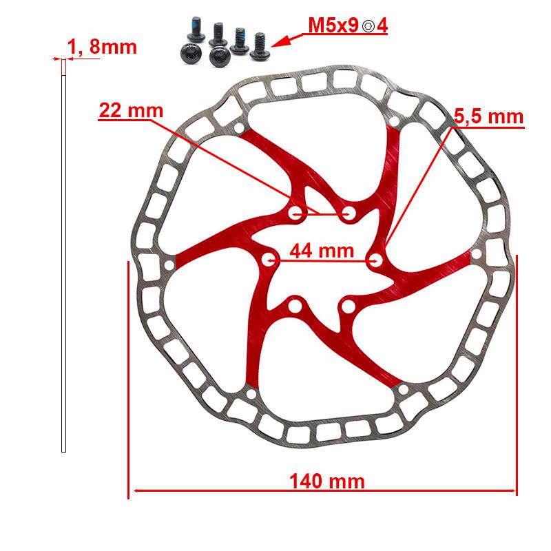 Disque de frein EWD001 140mm 6H rouge