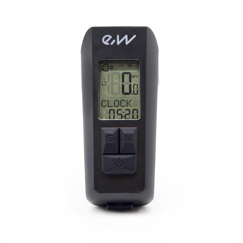 Feu avant rechargeable EWL011 avec affichage de la vitesse, de la température, de l'heure et du kilométrage