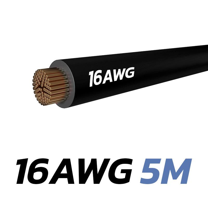 Câble noir 16 AWG - 5M