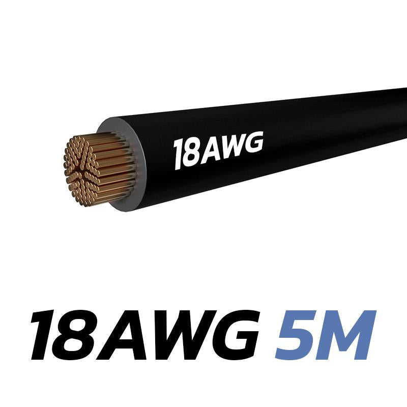 Câble noir 18 AWG - 5M