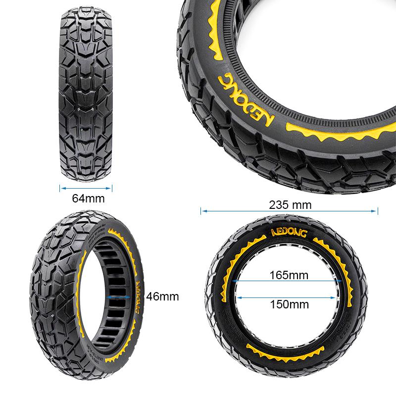Pneu plein ultraléger Offroad 10x2,5/B44 - jaune [Nedong]