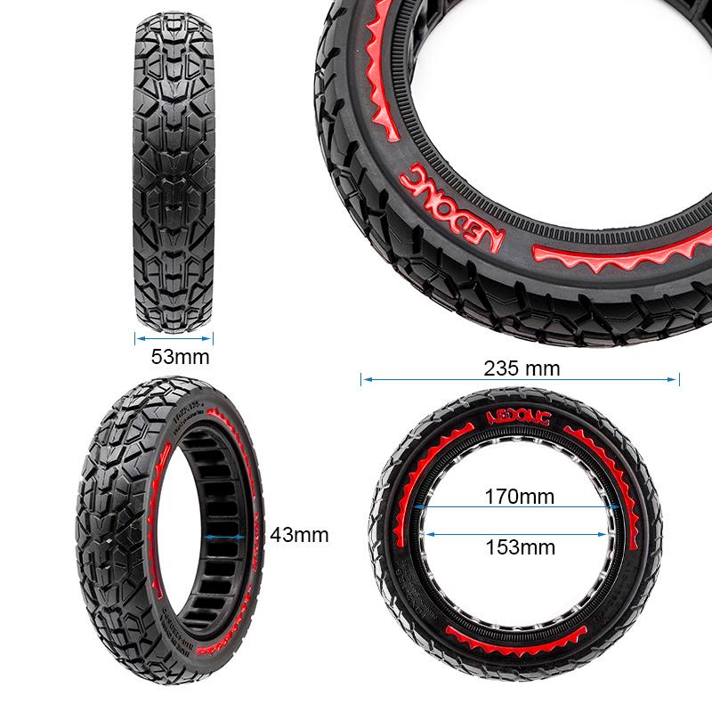 Pneu plein ultraléger Offroad  10x2,125-6,5/B44 - rouge