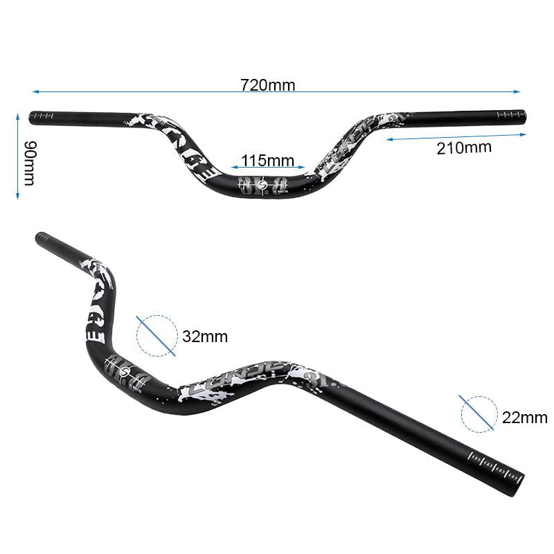 Guidon de 720 mm avec élévation de 90 mm noir