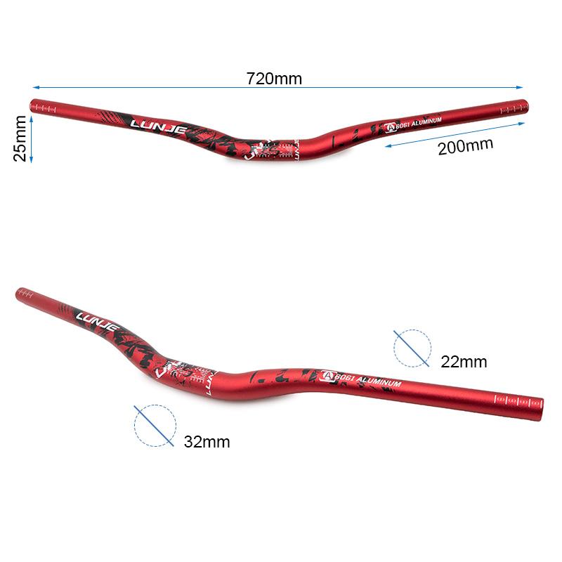 Guidon de 720mm avec élévation 25mm rouge-noir