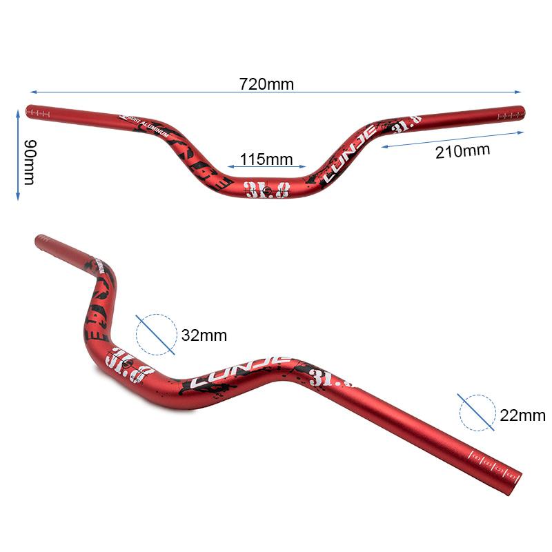 Guidon de 720mm avec élévation 90mm rouge
