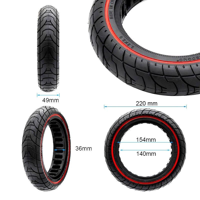Pneu plein ultraléger 9,2x2-6,1/B34 - ligne rouge [Ewheel]