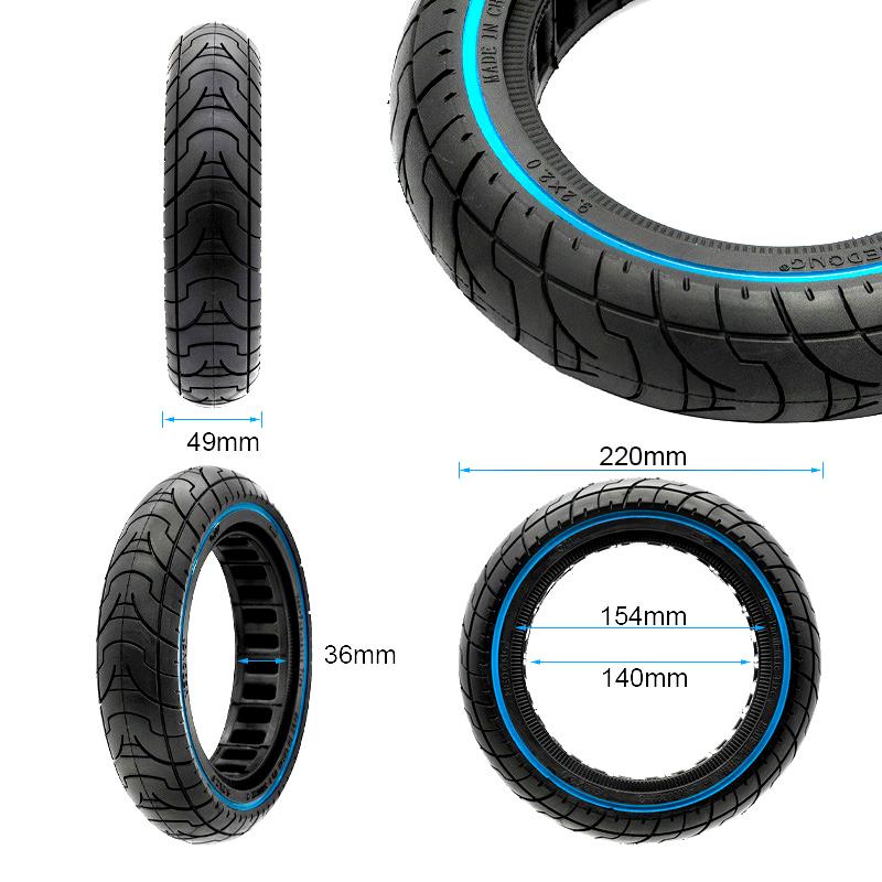 Pneu plein ultraléger avec ligne bleue 9,2x2-6,1/B34 [Ewheel]