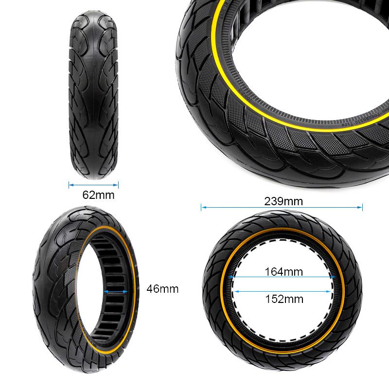 Pneu plein ultraléger 10x2,5--6,5/B44 - ligne jaune [Nedong]