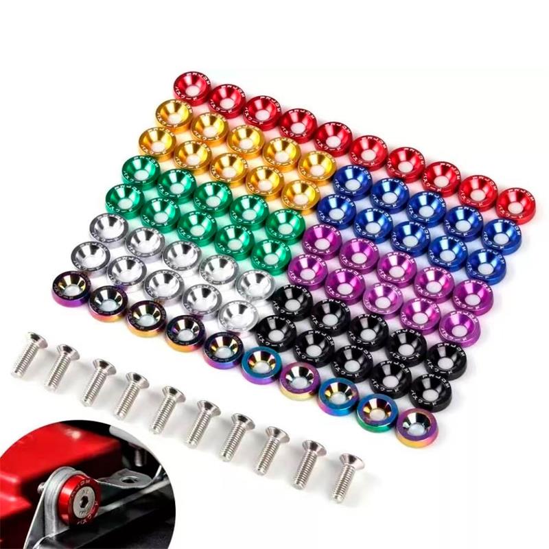 Rondelle JDM bleue avec vis M6x16 - 10 pcs.