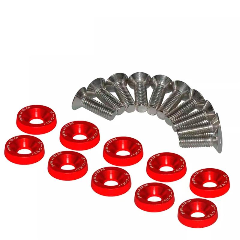 Rondelle JDM rouge avec vis M6x16 - 10pcs