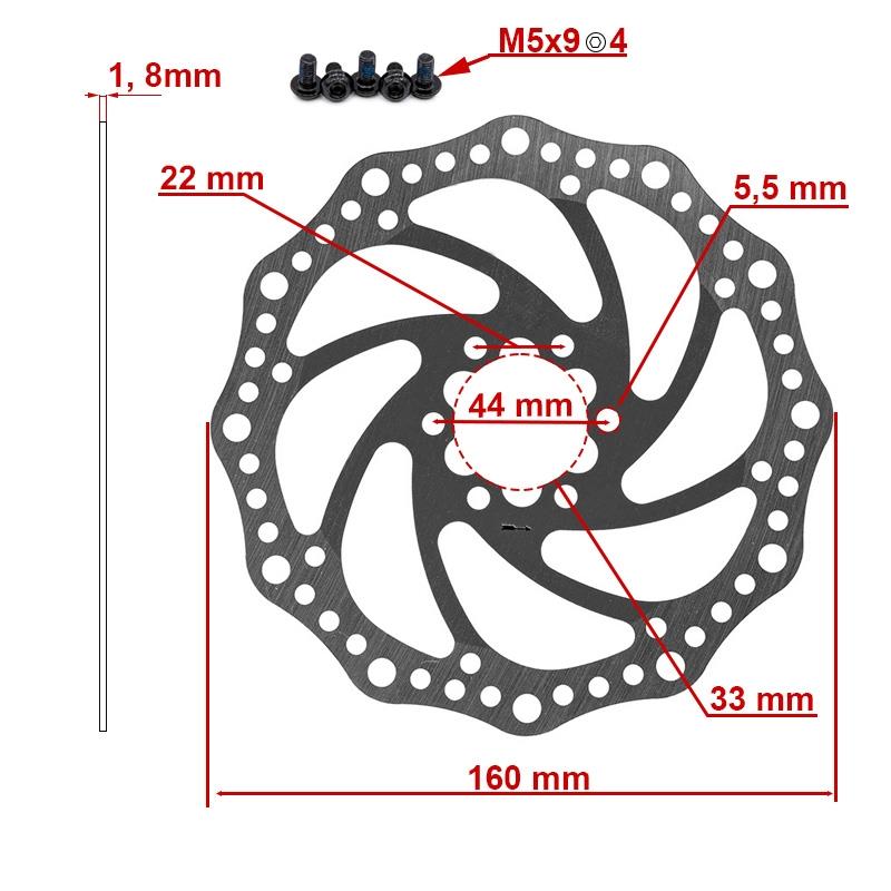 Disque de frein R6.1 160mm 6H argenté