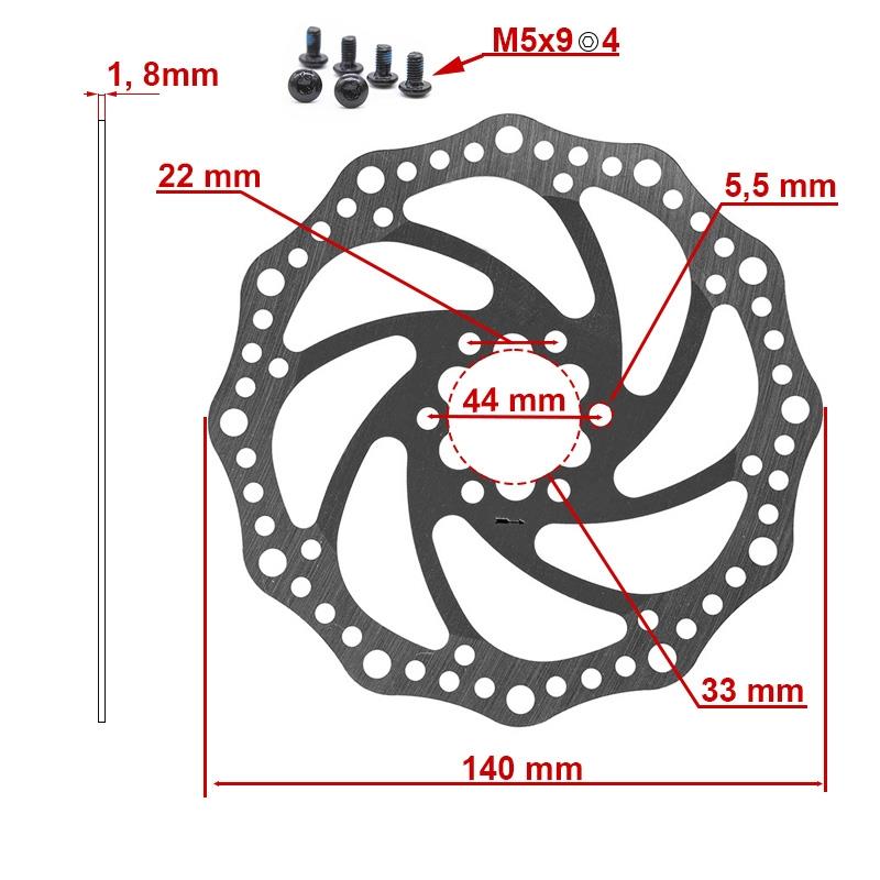 Disque de frein R6.1 140mm 6H rouge