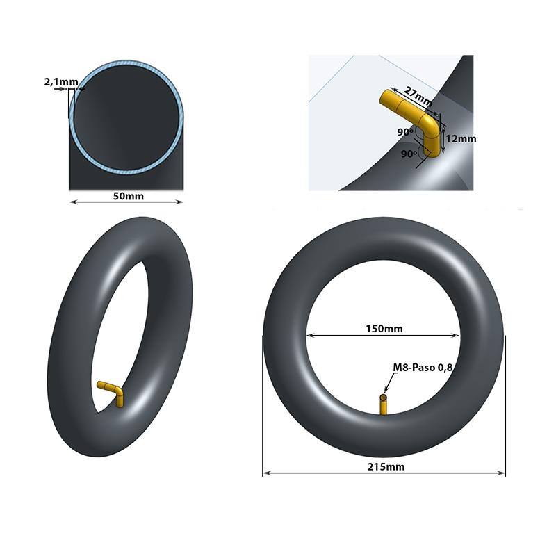 Chambre à air 8,5x2 VC 90x90° [Ewheel]