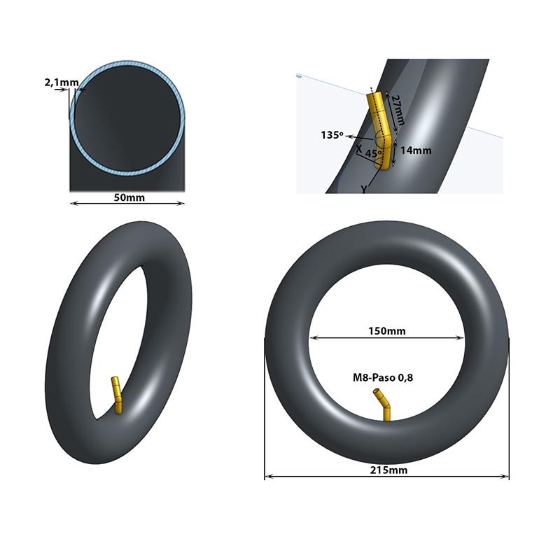 Chambre à air 8,5x2 VC 135x45° [Ewheel]