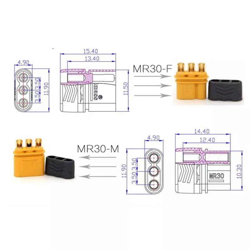 Connecteur MR30 Amass avec protecteur - 5M/5F