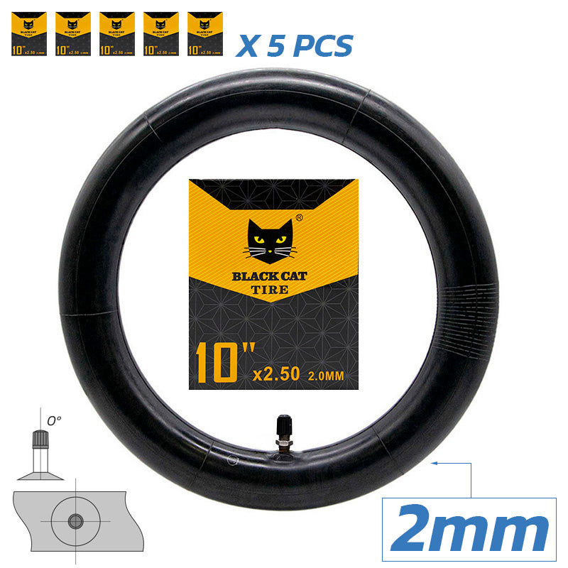 Chambre à air premium 2,0 mm épaisseur 10x2,5 Valve droite - 5uds [Black cat]
