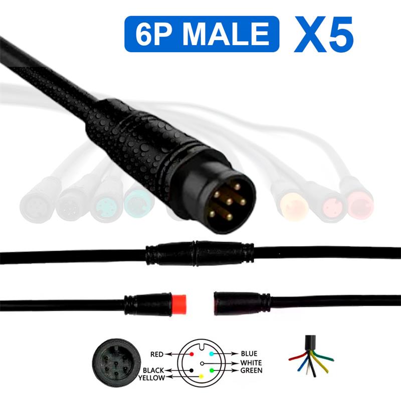 Connecteur étanche 8mm 6 broches - 5M
