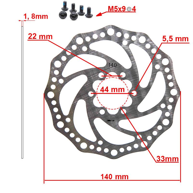 Disque de frein R6.1 140mm 6H argenté