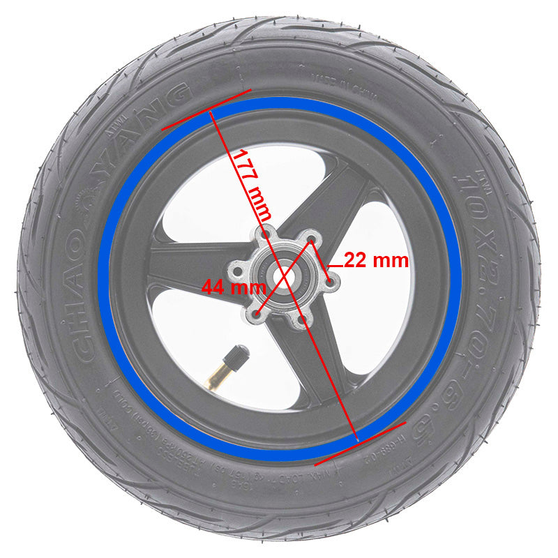 Jante 6,5/B47mm bleue avec pneu 10" pour Smartgyro Speedway & Rockway