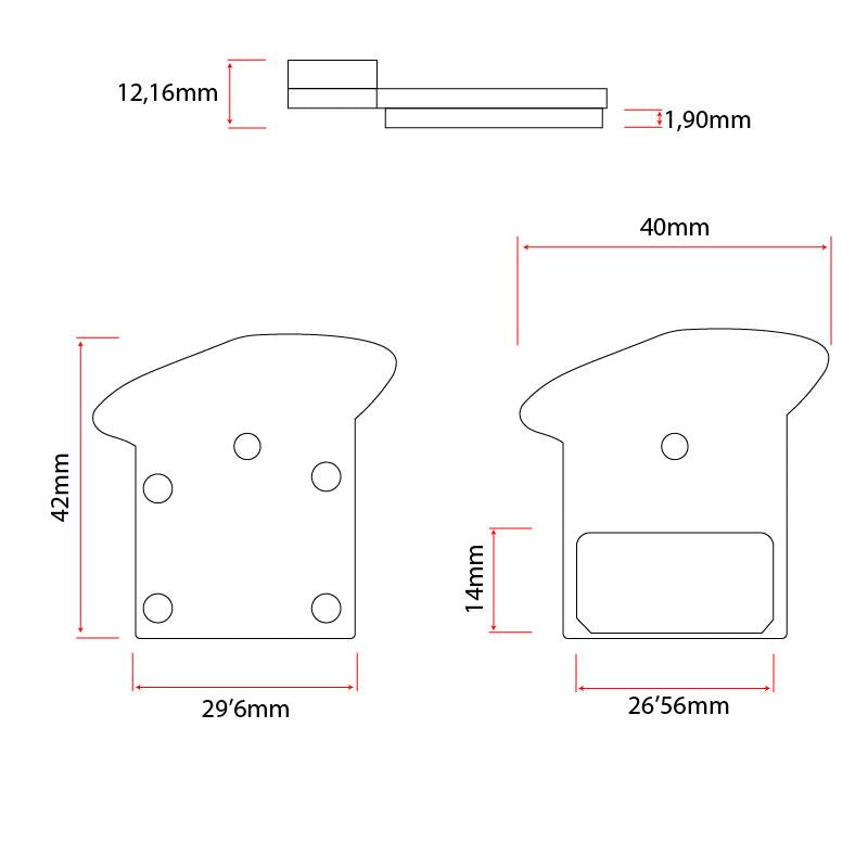 Plaquette de frein rectangulaire en résine avec dissipateur thermique [NUTT] - 2 pcs.