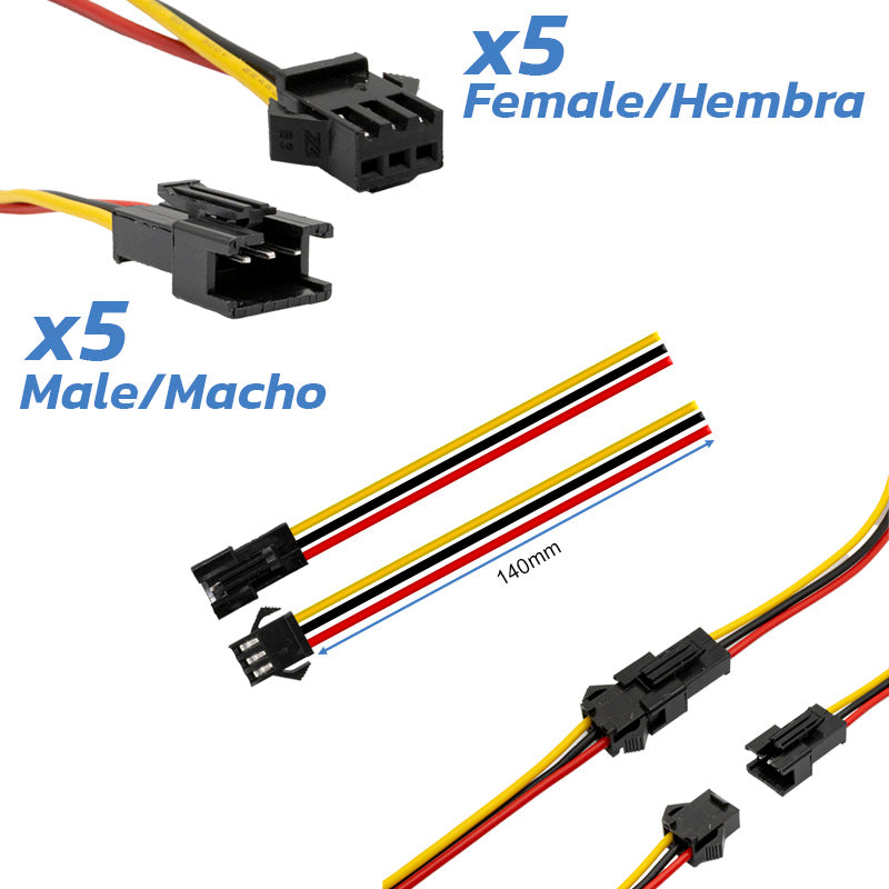 Connecteur avec Câble 22AWG SM 3 broches - 5F/5M