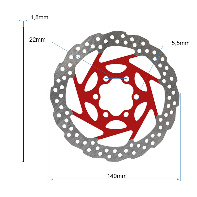 Disque de frein EWD003 - 140mm - rouge