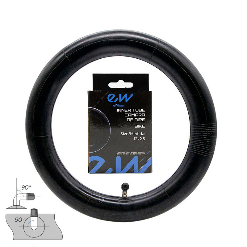 Chambre à air 12x2,5 valve coudée 90ºx90º [Ewheel]