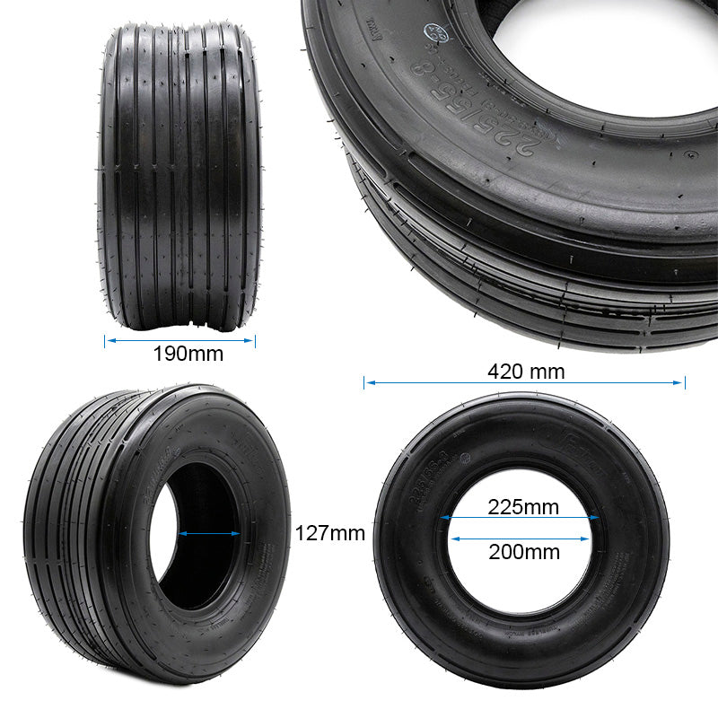 Pneu tubeless 18x9 5-8 / 225/55-8 lisse [Feiben]