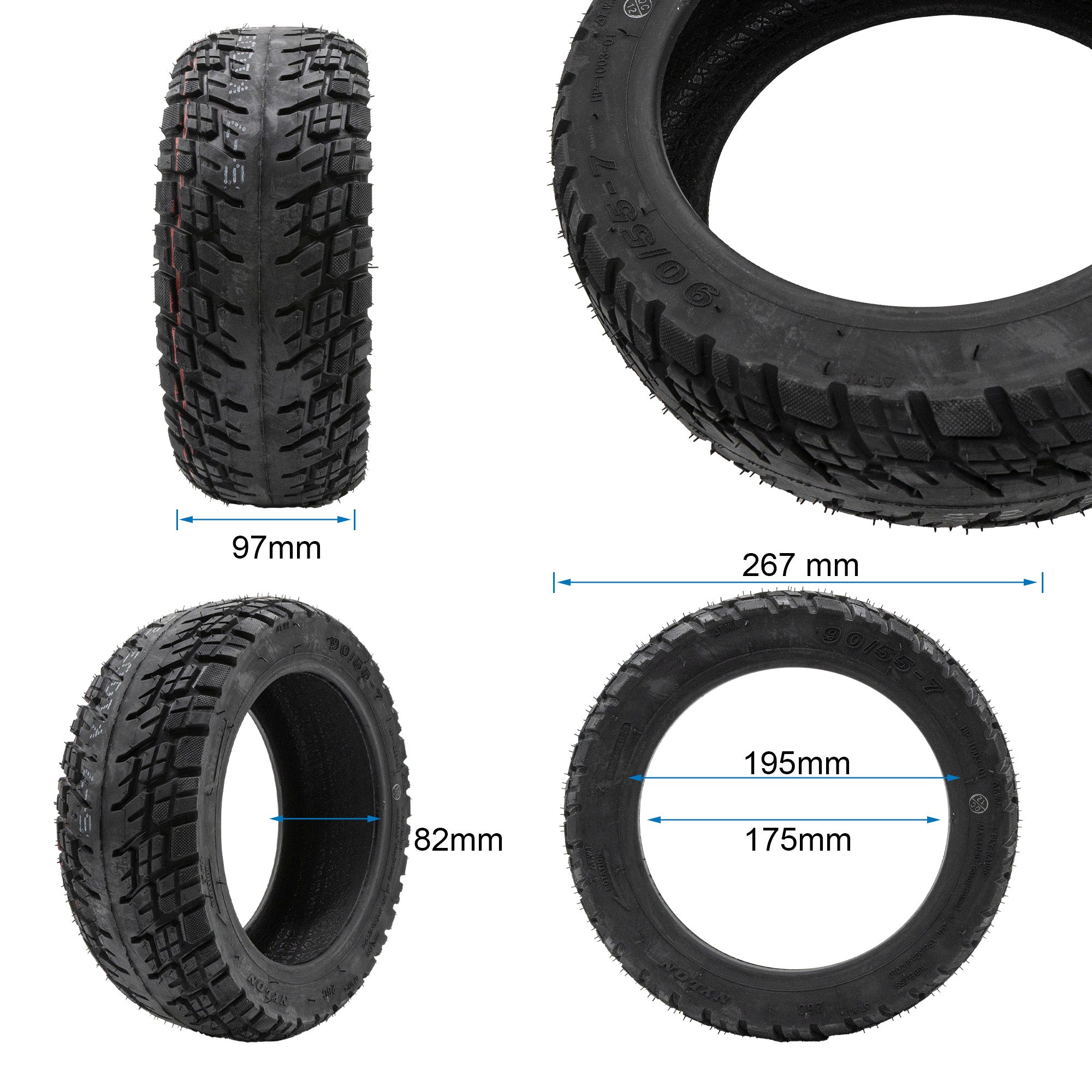 Pneu tubeless off-road 90/55-7 rouge