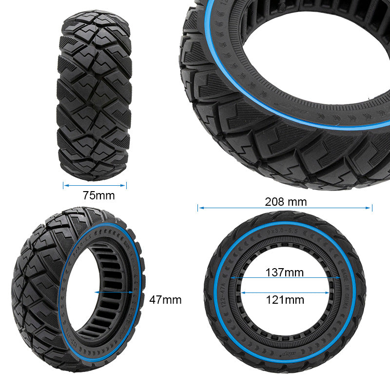 Pneu plein off-road 9x3-5,5 bleu