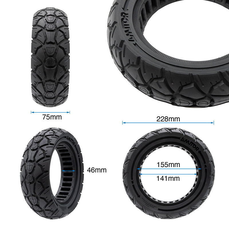 Pneu plein 10×3,0/255×80 (80/65-6) noire [Amitor]