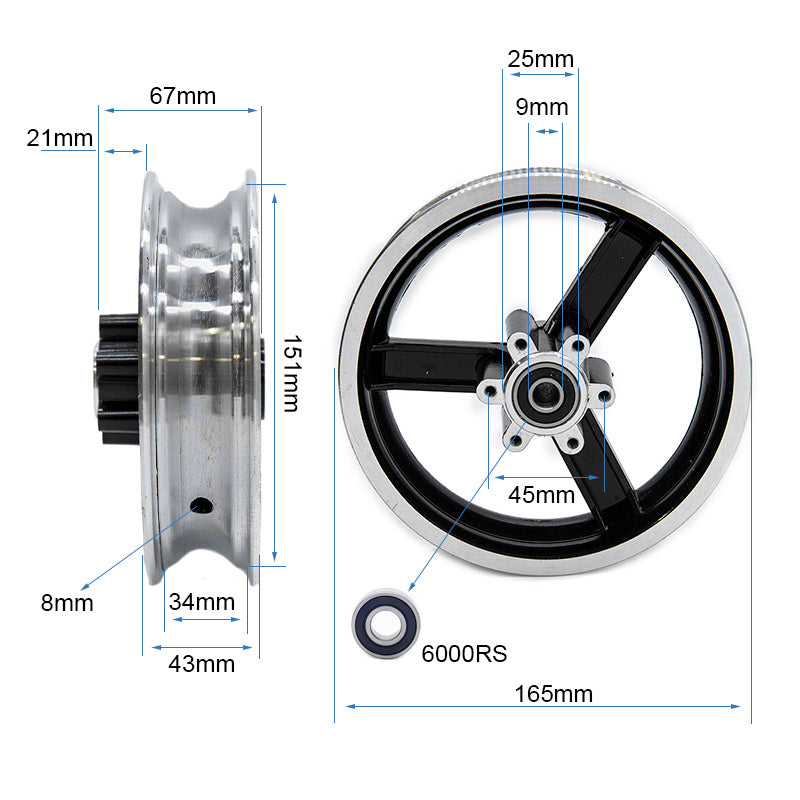 Jante 6/B34mm pour Kugoo kirin M4