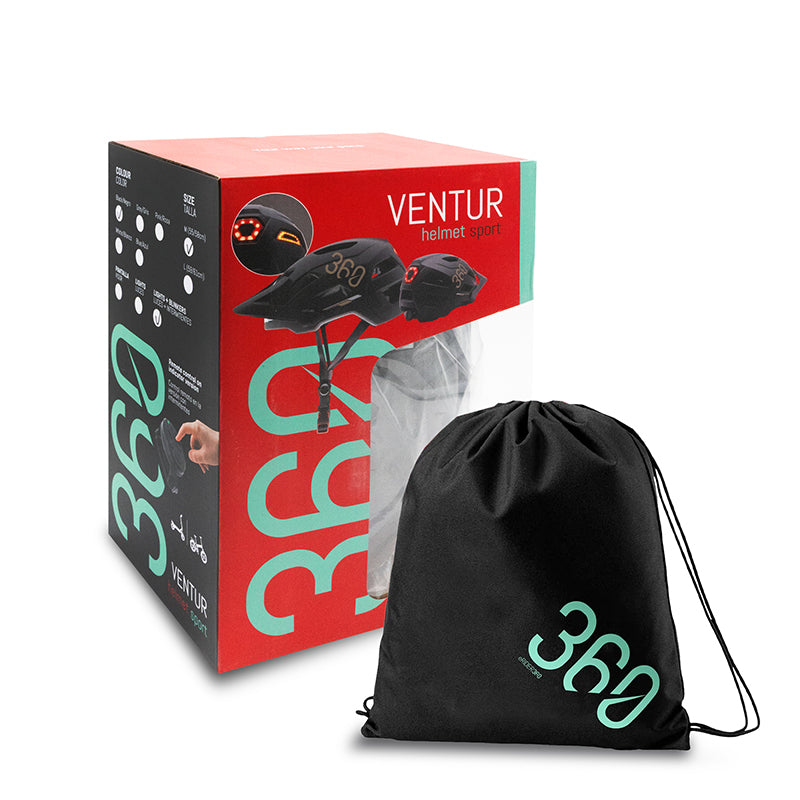 VENTUR Sport - Noir - Casque avec éclairage + clignotants
