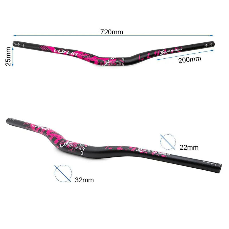 guidon de 720mm avec élévation de 25mm noir et rose