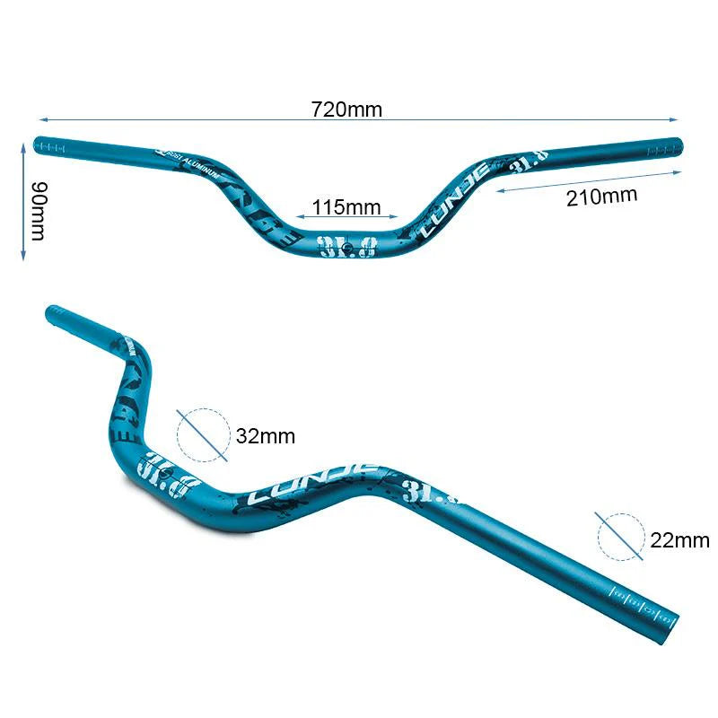guidon de 720mm avec élévation de 90mm bleu